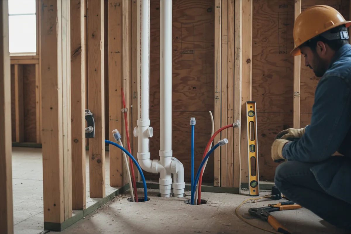 Drain and supply rough-in during Toilet Repair and Installation in Hammond